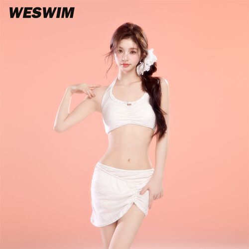 约会泳衣女新款分体绝美仙气泡温泉三件套装小R胸遮副乳海边拍照
