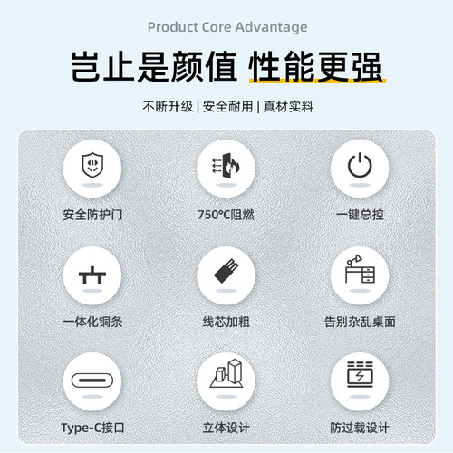 多功能USB立式插座塔式插座拓展插排带长线多插位排插座办公桌面