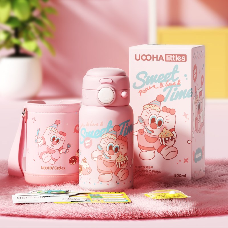 uooha悠饮保温杯高颜值便携儿童吸管保冷杯子女不锈钢水杯大容量