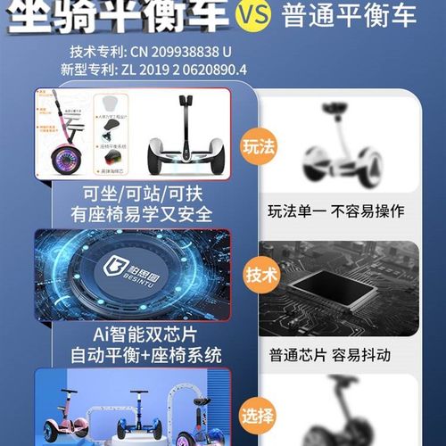 智能电动自平衡车坐骑腿控儿童成年带扶杆体感平行车抓购小孩两轮