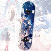 初音未来滑板可爱少女心初学者女生女孩专业板四轮双翘滑板