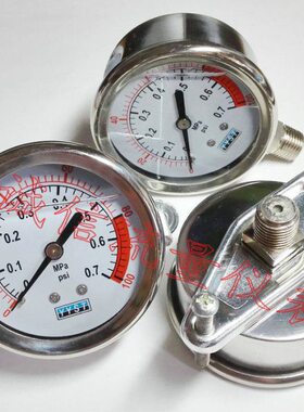 YN60Z轴向支架耐震压力表 0~0.7mpa  充油压力表  60mm表盘