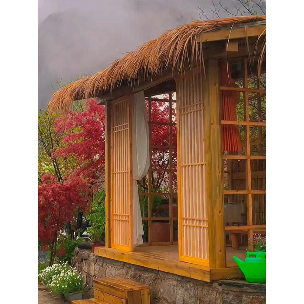 茅腐网红小茅草屋木草屋造景庭院茶室防木农村院室外小农家乐户外