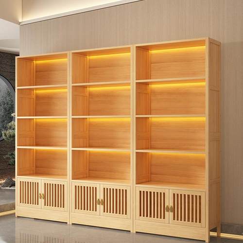 商用实木展示架博古架置物架收纳产品货柜礼品茶叶店展示柜多宝阁