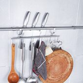 厨房挂钩排钩304不锈钢拉丝可免打孔固定架置物架壁挂挂件收纳架