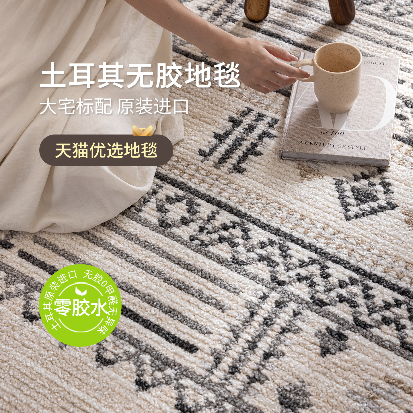 土耳其进口波西米亚风地毯客厅无胶无甲醛沙发茶几毯卧室床边地毯
