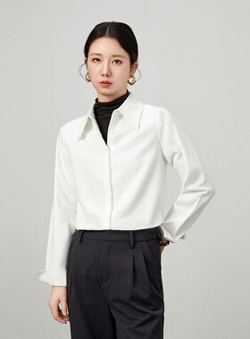 白色磨毛衬衫女秋冬高级p感简约气质2025新款加厚叠穿内搭正肩衬
