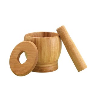 手工款捣碎器天然木捣碎罐家用带盖老式蒜子老款臼新OIN竹竹研磨