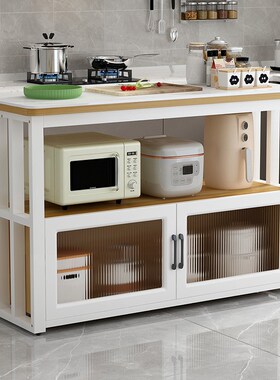 厨房微波炉置物架落地多层橱柜岩板切F菜桌厨房岛台防尘锅具收纳