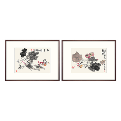 [新品]中式新中式餐厅挂画大写意水墨国画静物装饰画组合  蔬香图
