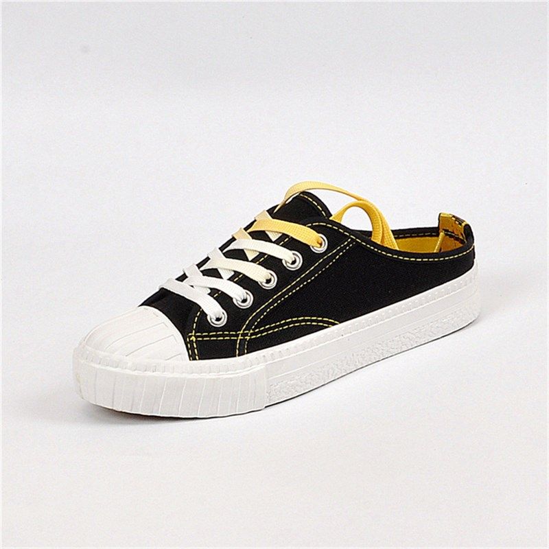 夏款包头半拖鞋女帆布鞋无后跟小白鞋女一脚蹬孕妇平底懒人鞋布鞋,女鞋,帆布鞋,淘宝优惠券,粉丝福利购,淘宝优惠卷