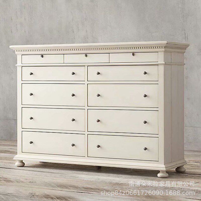 美式乡村实木橡木斗柜复古做旧高端别墅卧室橡木收纳柜储物柜