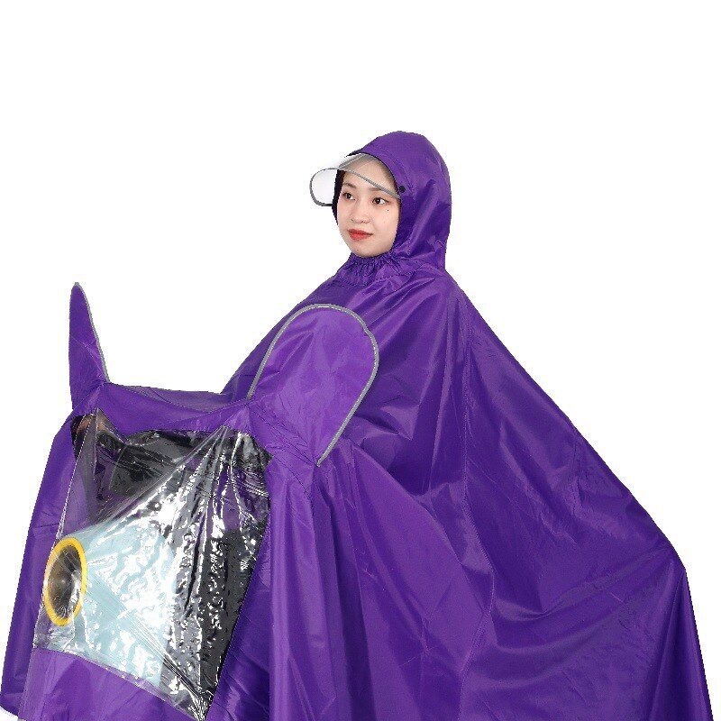 湘湖摩托车电动车雨衣男女成人单人加大加厚时尚透明帽檐雨衣雨披