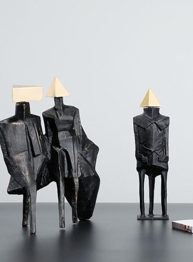 简约现代轻d奢摆件样板房售楼处软装饰品几何创意艺术抽象金属摆