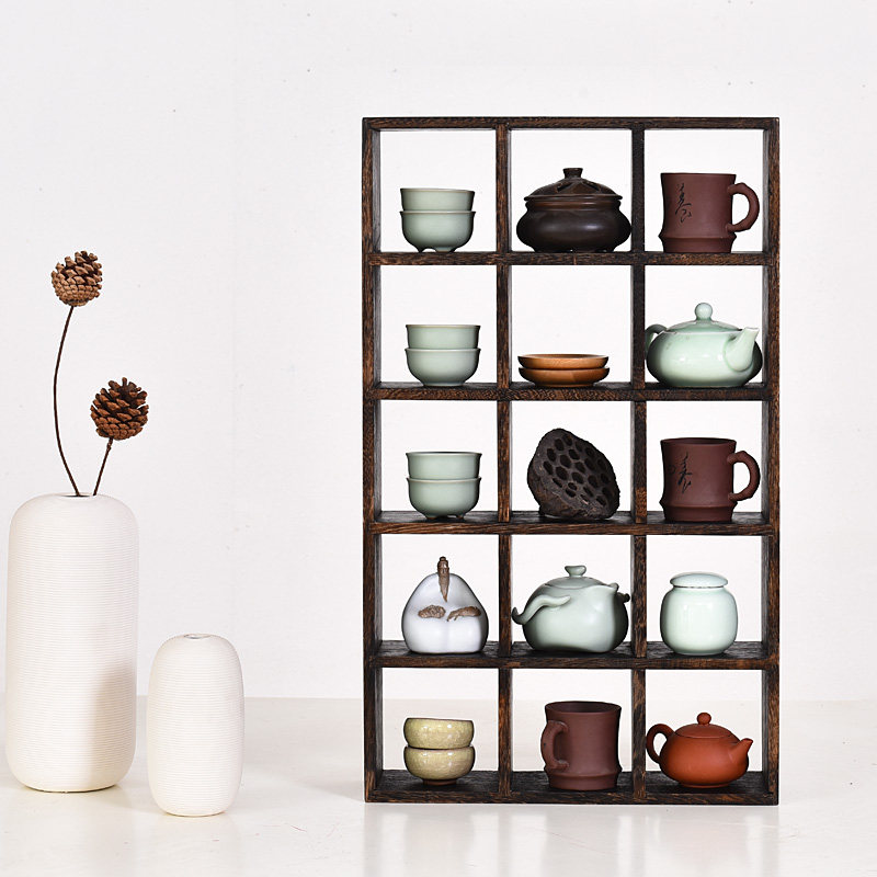 实木多宝阁茶杯架茶壶茶具壁挂中式挂墙小博古架收纳柜置物展示架