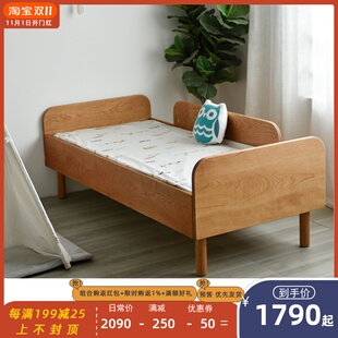 实木儿童床带护栏小床婴儿男v孩女孩公主床单人床边床加宽拼接大