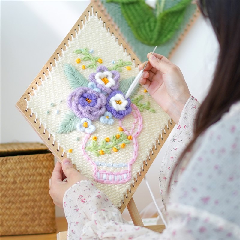 花韵欧式立体刺绣diy手工绣花编织材料包机织毛线孕期打发时间