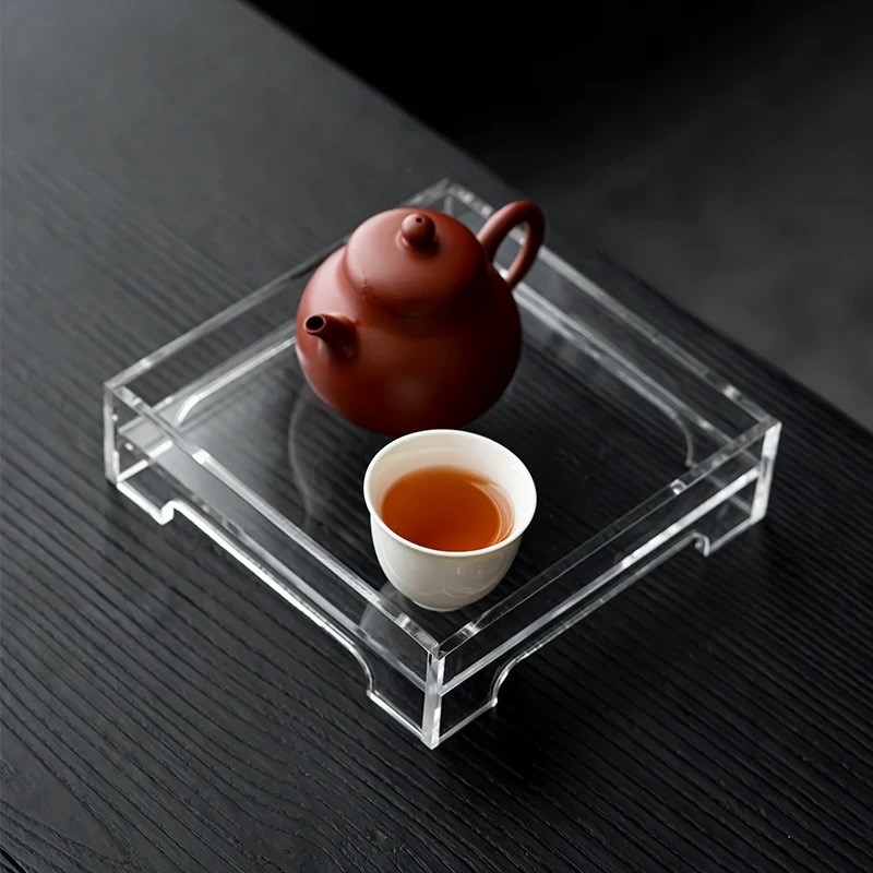 亚克力 养壶壶承 有机玻璃小茶盘茶托盘干泡茶台 茶具收纳展示架