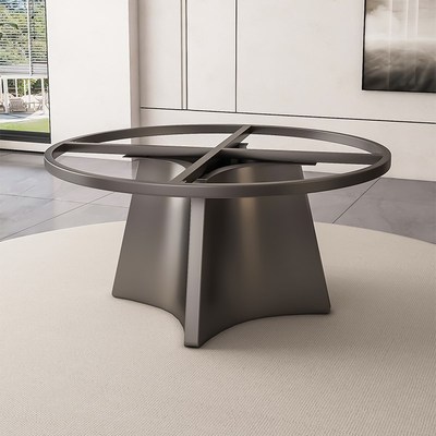 圆形餐桌底座大理石岩板金属脚圆台桌脚支架不锈钢奢石桌腿支撑架