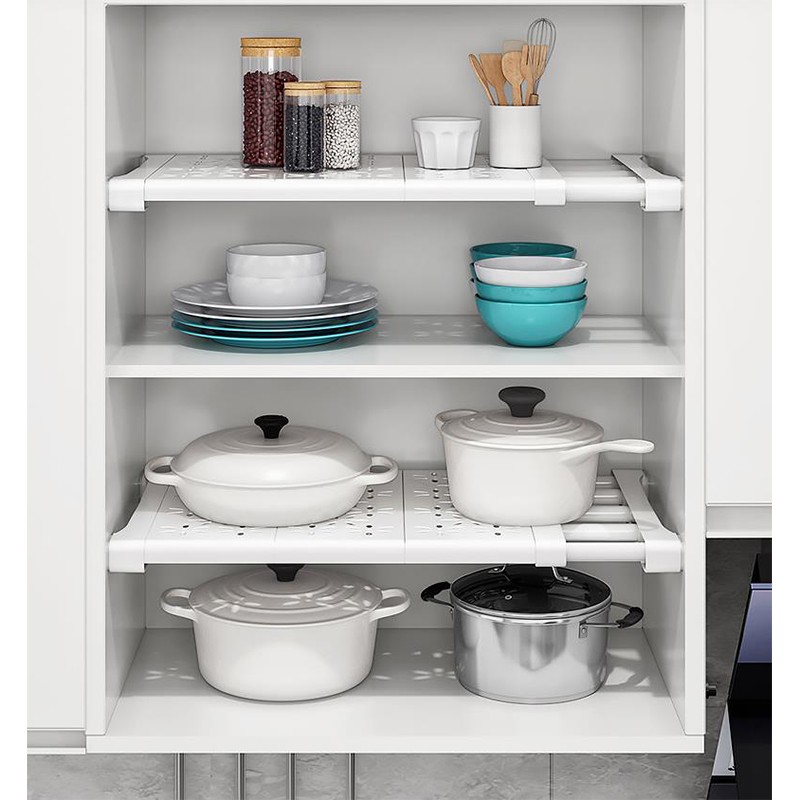 衣柜分层隔板柜子置物架橱柜伸缩分隔层架L免打孔衣橱隔层收纳架