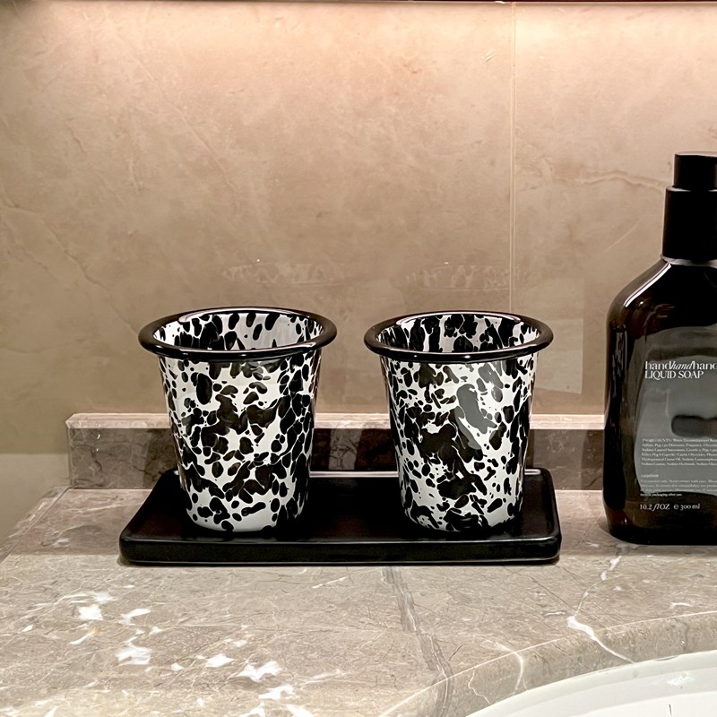 黑色系浴室台i面收纳架卫生间托盘杯子收纳盘香薰托盘摆件