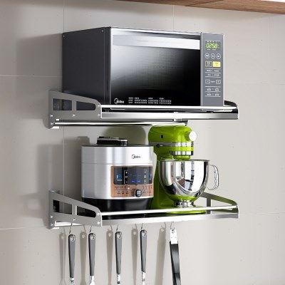 厨房置物架架子挂架微波炉烤箱304不锈钢壁挂式收纳挂墙双层壁挂,厨房/烹饪用具,厨房墙壁置物架/厨房墙壁挂架,淘宝优惠券,粉丝福利购,淘宝优惠卷
