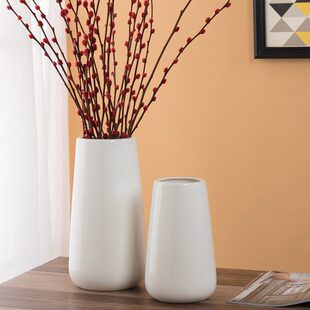 银柳花瓶 陶瓷花瓶30cm高 简约现代花插水培花瓶可装水欧式白色瓶