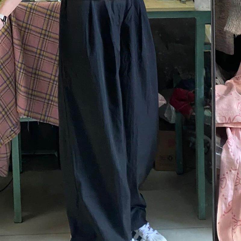 黑色山本裤女2026薄款宽松慵懒风小个子休闲冰丝阔腿裤子显腿长