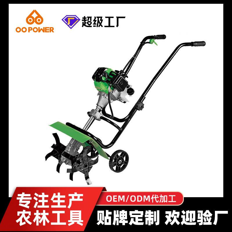 跨境新款微耕机二冲程多功能农机小型除草开沟翻土机家用式旋耕机