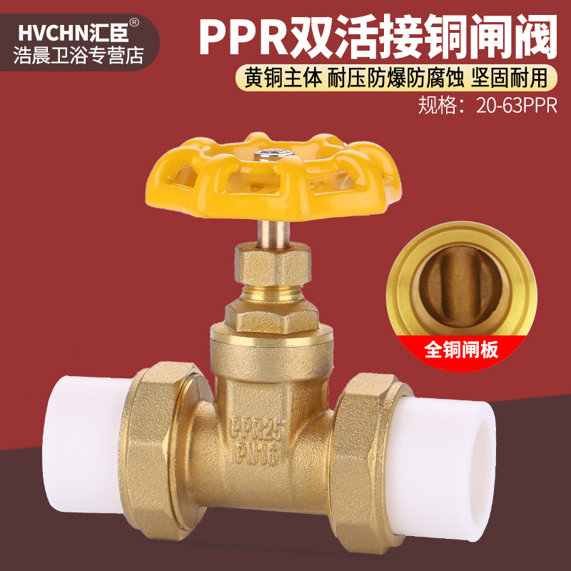 黄铜20PPR管阀门双活接热熔止水