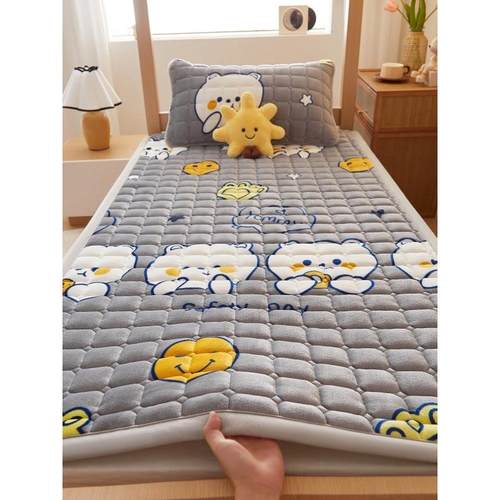 冬季牛奶绒床盖宿舍学生单人加绒床单床垫家用床褥子垫被铺底软垫