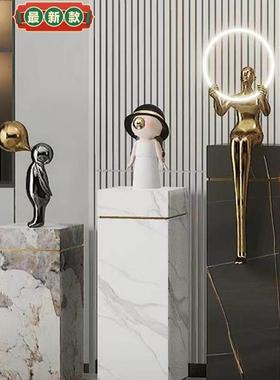 新款现代轻奢岩板花架家居客厅摆饰底座酒店会所展厅大理石展示台