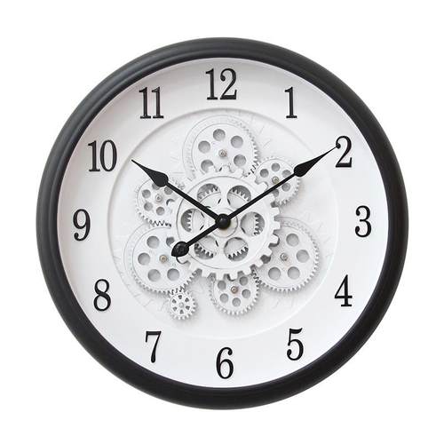 时来运转简约复古齿轮可转挂钟英寸cm大尺寸客厅挂表时钟表