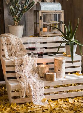 田园实木阶梯花架多层楼梯台装饰陈列架阳台花园客厅多功能摆件