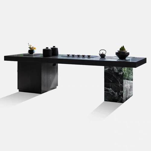 意式轻奢实木茶桌新款高端岩板茶台烧水壶一体现代简约高级感