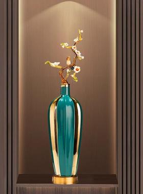 新中式珐琅彩陶瓷花瓶摆件高端入户玄关电视柜客厅酒柜轻奢装饰品