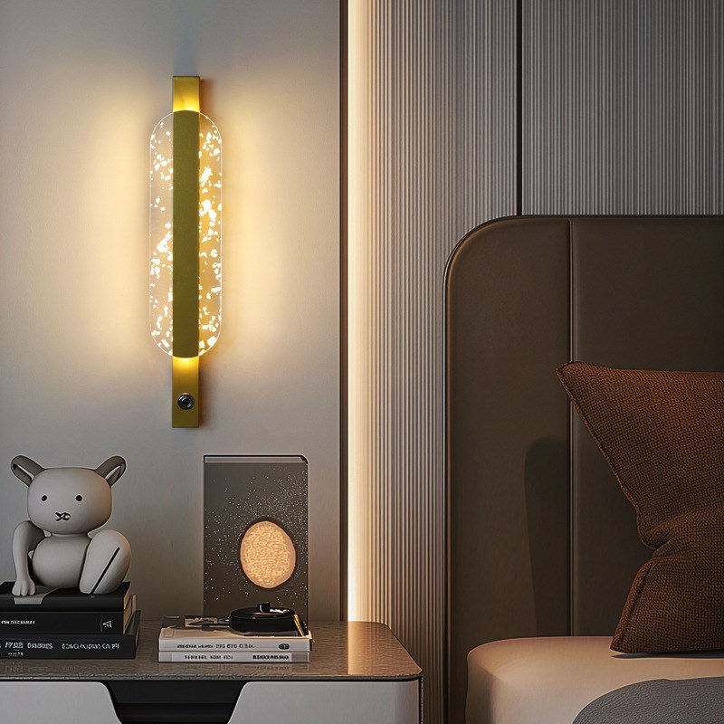 北欧轻奢卧室床头壁灯酒店客厅玄关走廊带触摸开关V可调光氛围灯