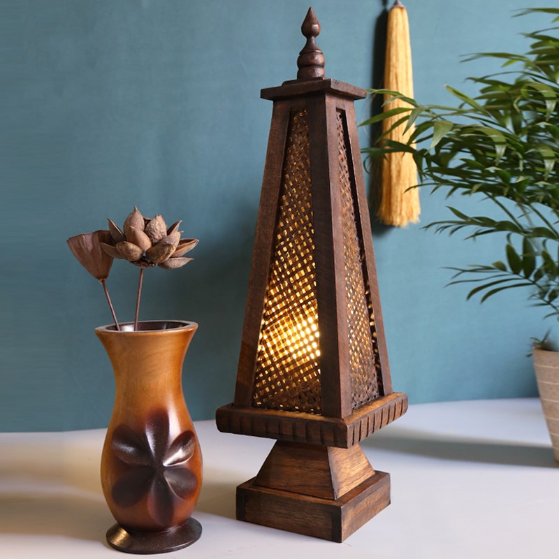 东南亚风格实木竹编台灯复古家用装饰灯泰式古风灯创X意卧室床头