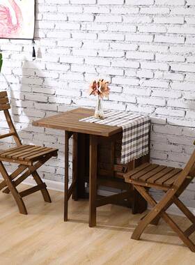 9复田园实木古折餐桌椅组合休闲餐叠桌套装U木桌椅室内阳F75SMT8H