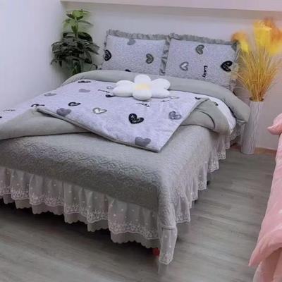 冬季机厚加绒加夹棉保暖双面床盖款双人绒床三四件pxx10041套床单
