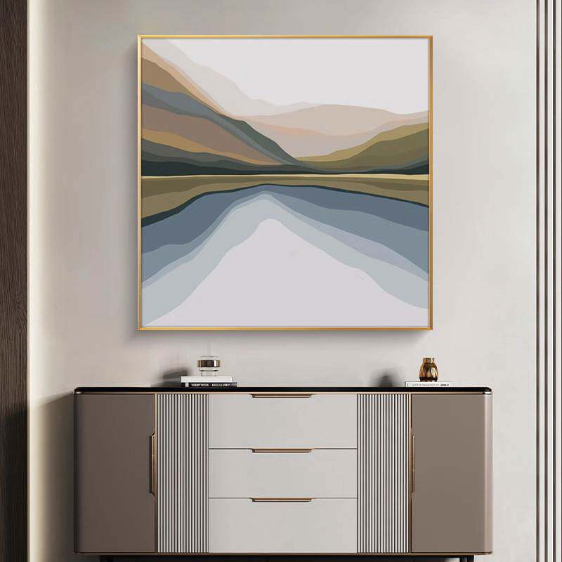 简约现代正方形玄关装饰画抽象艺术客厅餐厅壁画喷绘饭厅走廊挂画