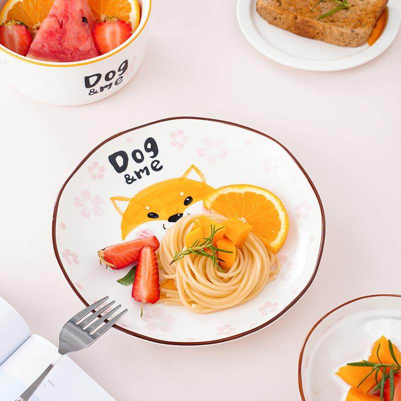 卡通犬瓷碗家用儿童餐具卡陶通可爱碗碟套萌装碗碟子盘汤Z1204子,餐饮具,餐具瓷器套装,淘宝优惠券,粉丝福利购,淘宝优惠卷