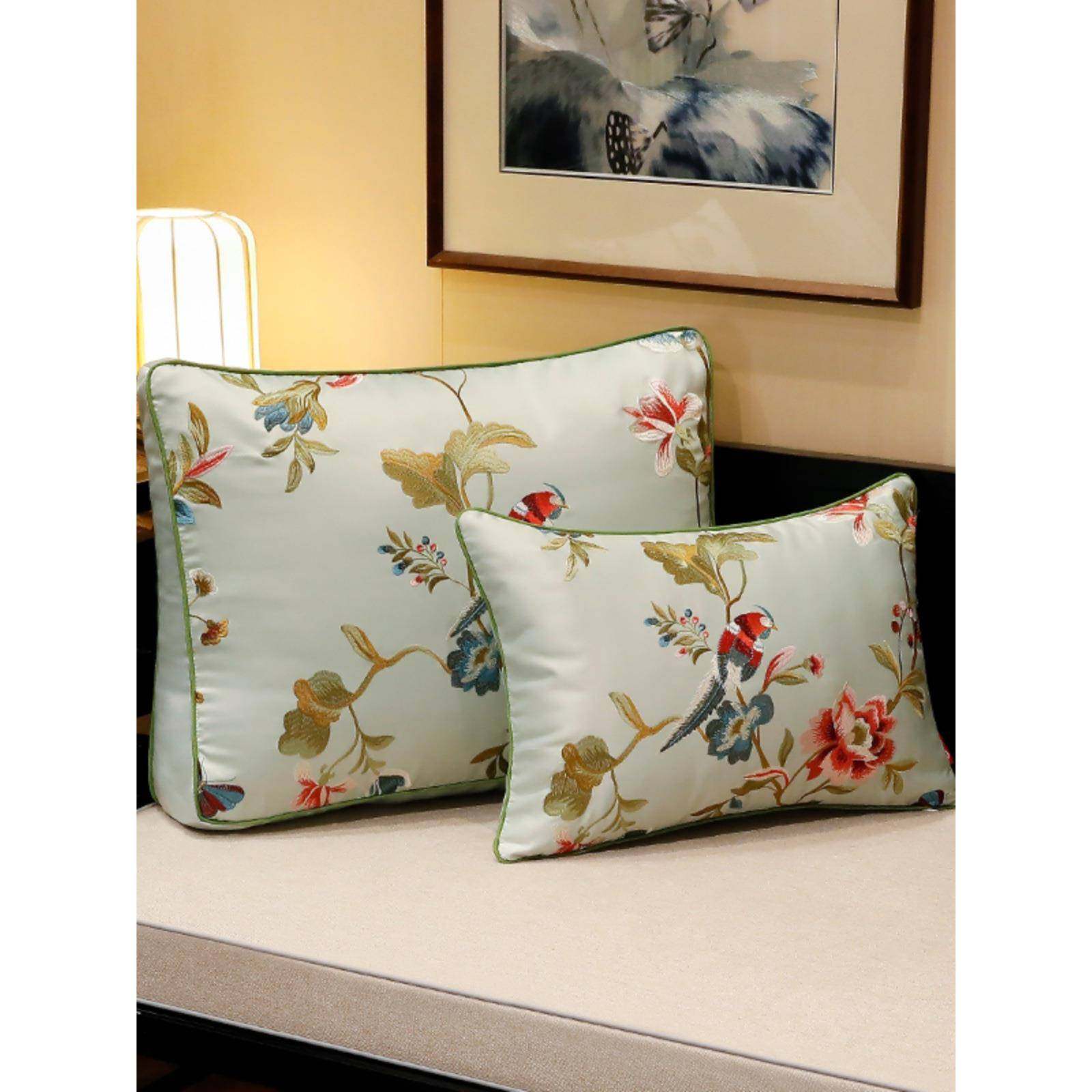 F768H65Sy客t中式靠枕床头靠大靠背厅实木沙发抱枕套罗汉床软垫包