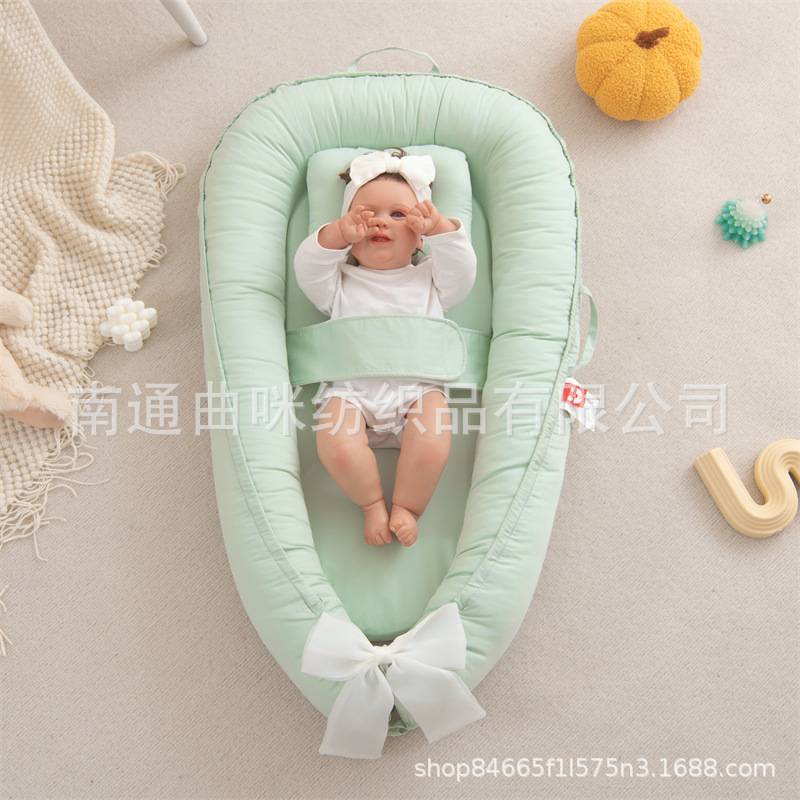 亚马逊新款婴儿床襁褓护翼防惊跳床中床可折叠便携式婴儿躺椅睡床