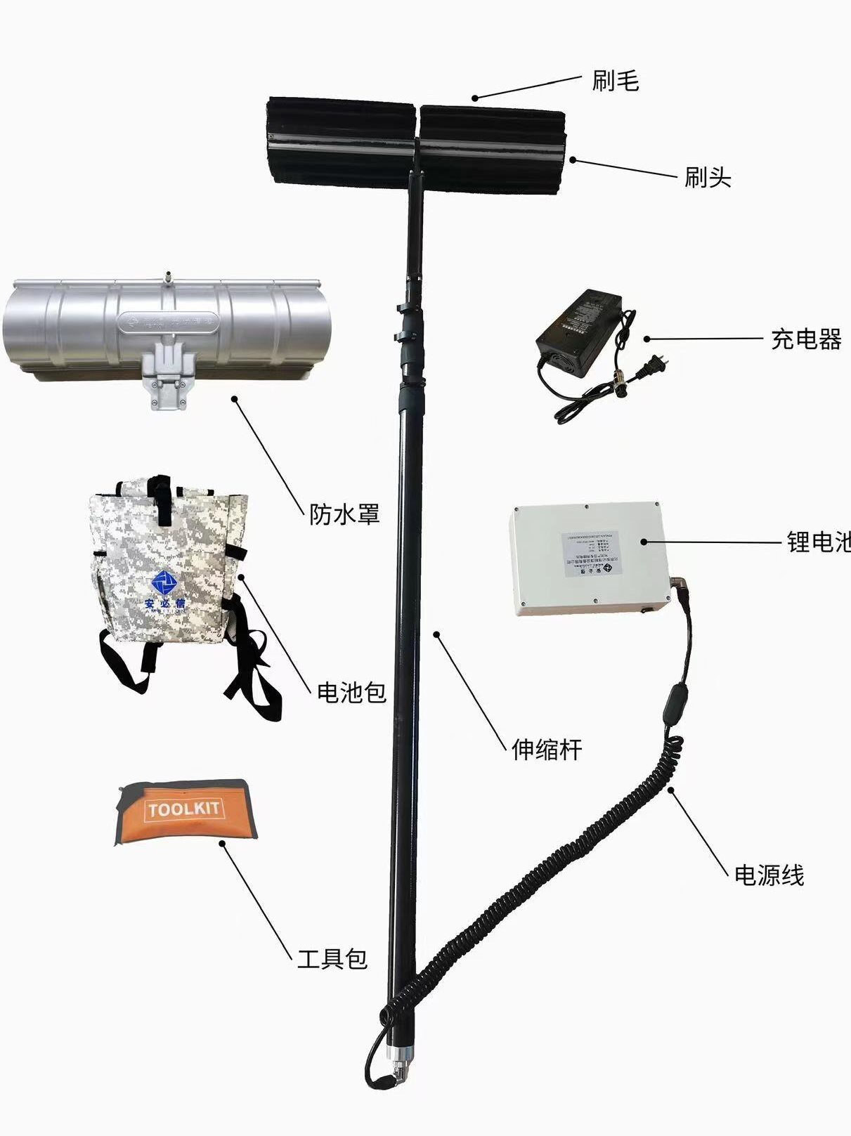 太阳能光伏板电站组件清洗刷设备全自动无水有水电动辊刷工具