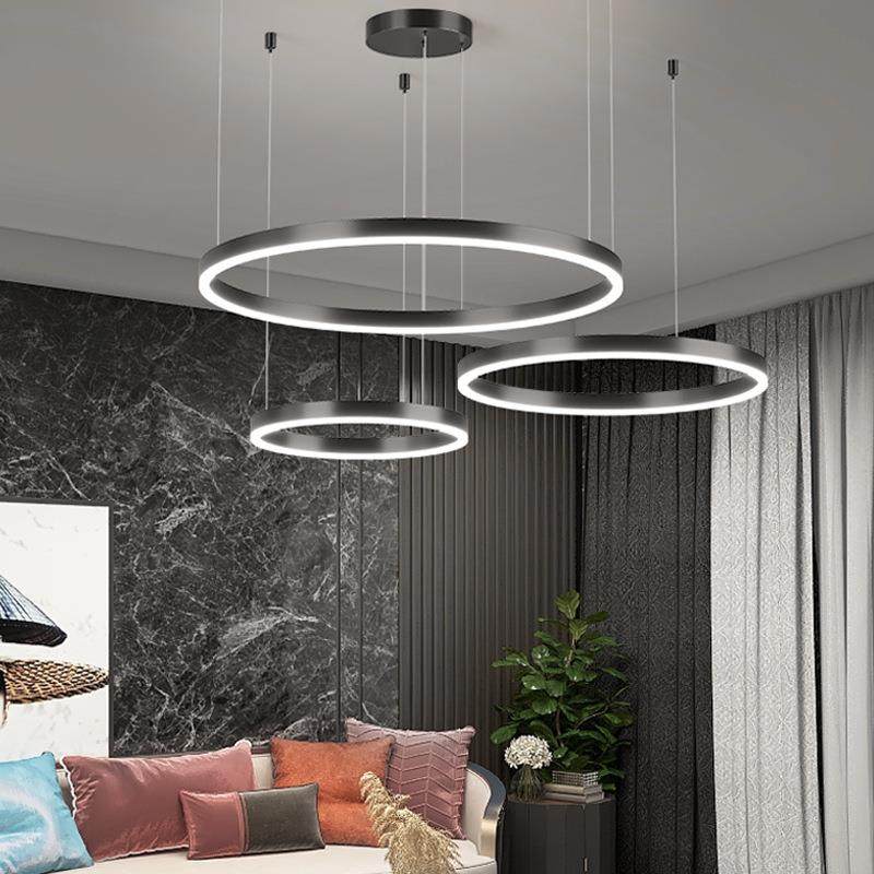 代简约客厅吊灯大气意式极简圆环厅D8670餐灯202卧5新款护眼室吸,家装灯饰光源,智能吊灯,淘宝优惠券,粉丝福利购,淘宝优惠卷