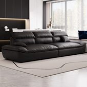 意式 极简真皮沙发客厅2024新款 黑色帆船现代简约小户型三人直排