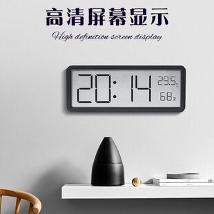 新款简约大屏时钟客厅挂钟温湿度钟表创意静音钟表摆台式数字钟