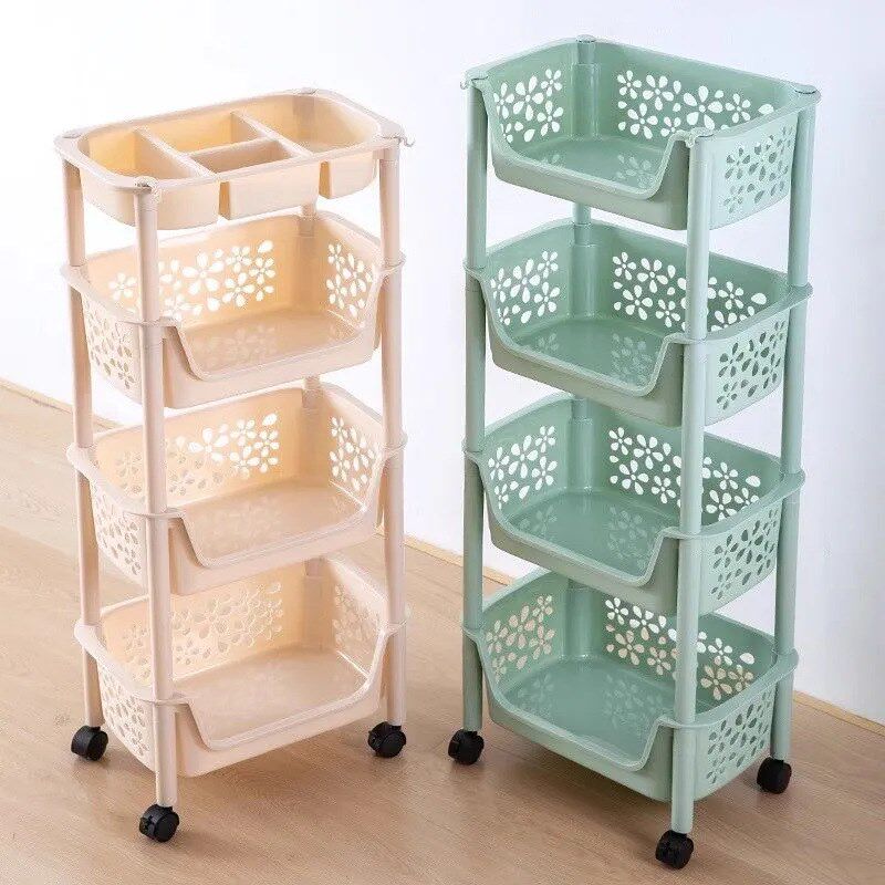 厨房置物架收纳架落地塑料收纳筐整理架蔬菜篮子家多层厨房用品新