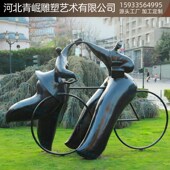 抽象人物铸铜雕塑创意胖夫妇家庭骑车双人跳舞铜雕公园绿地装 饰